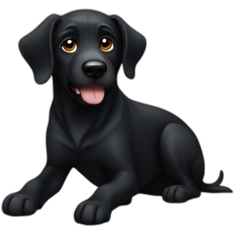 Black dog with one ear raised and one down emoji