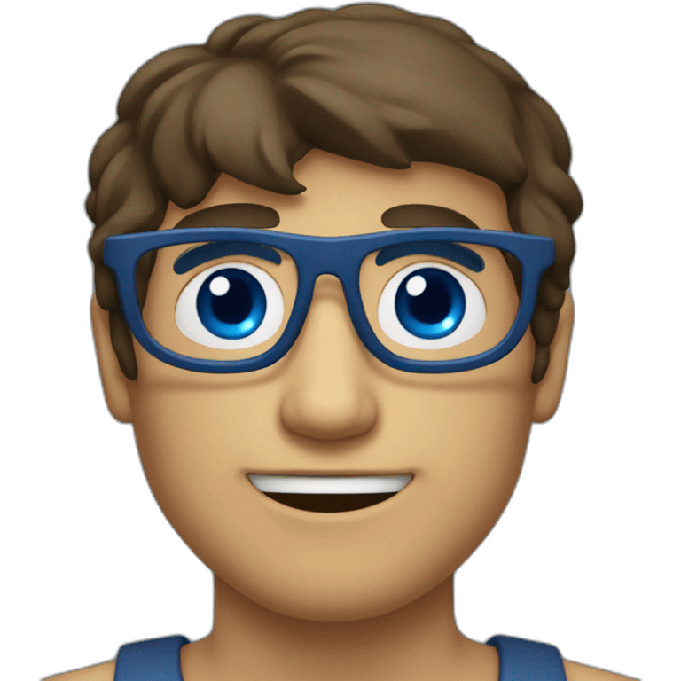 Homme brun lunette et yeux bleu emoji