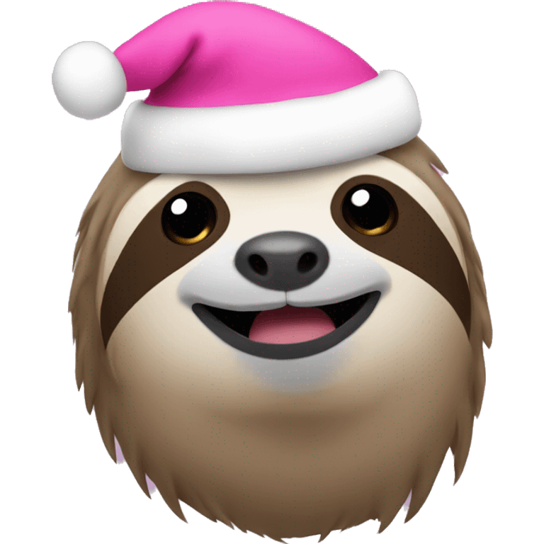 Sloth wearing a pink Christmas hat emoji