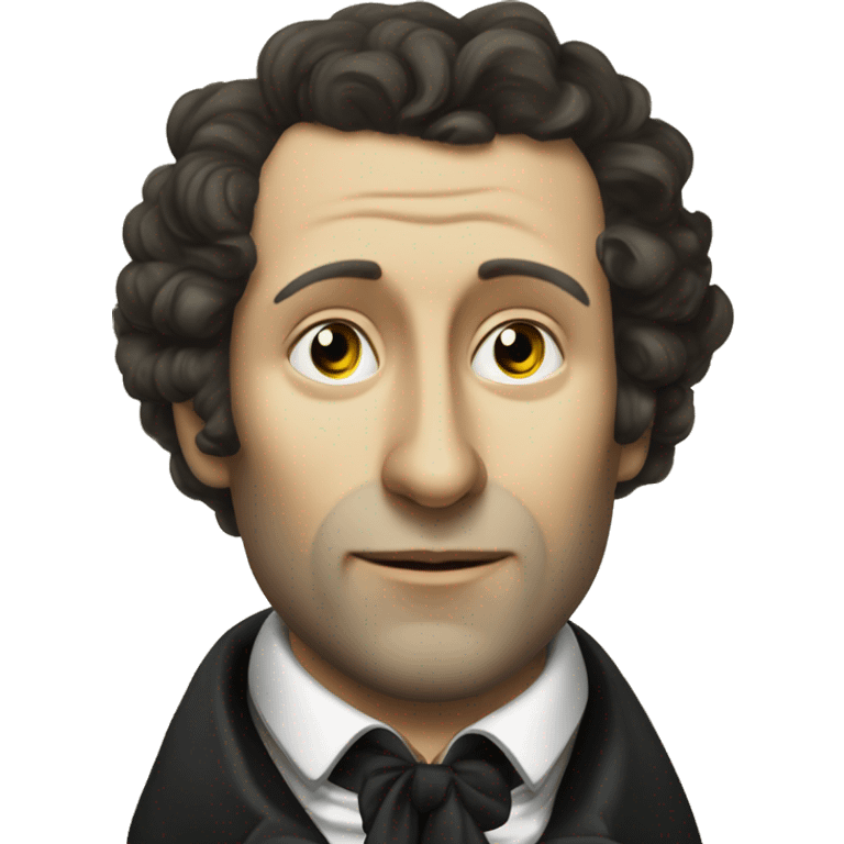 Alexander Sergeevich Pushkin types a message on the phone emoji