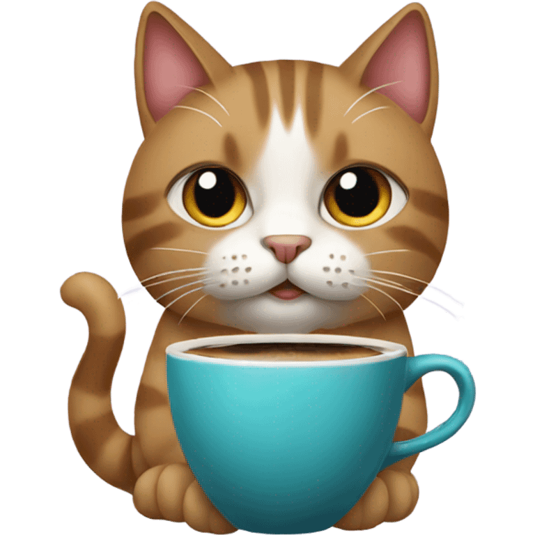 Cat with coffee emoji