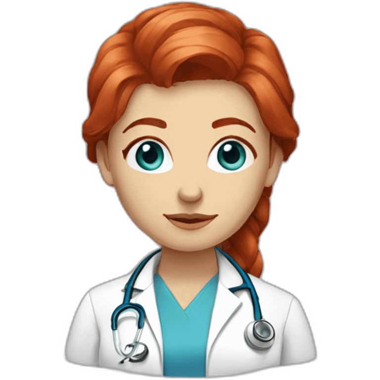 Female doctor red hair blue eyes emoji