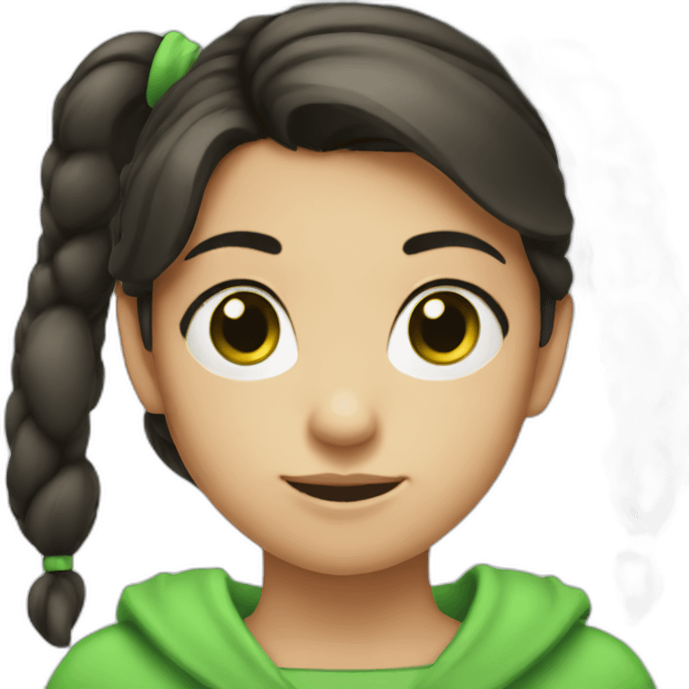 Darkhair ponytail girl with Green eyes emoji