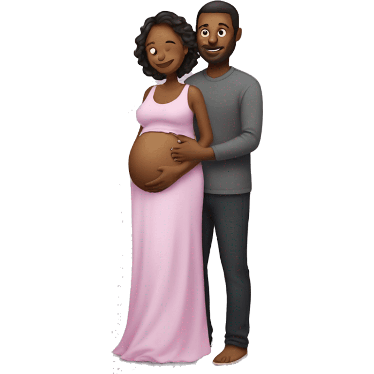 A pregnant woman with her husband  emoji