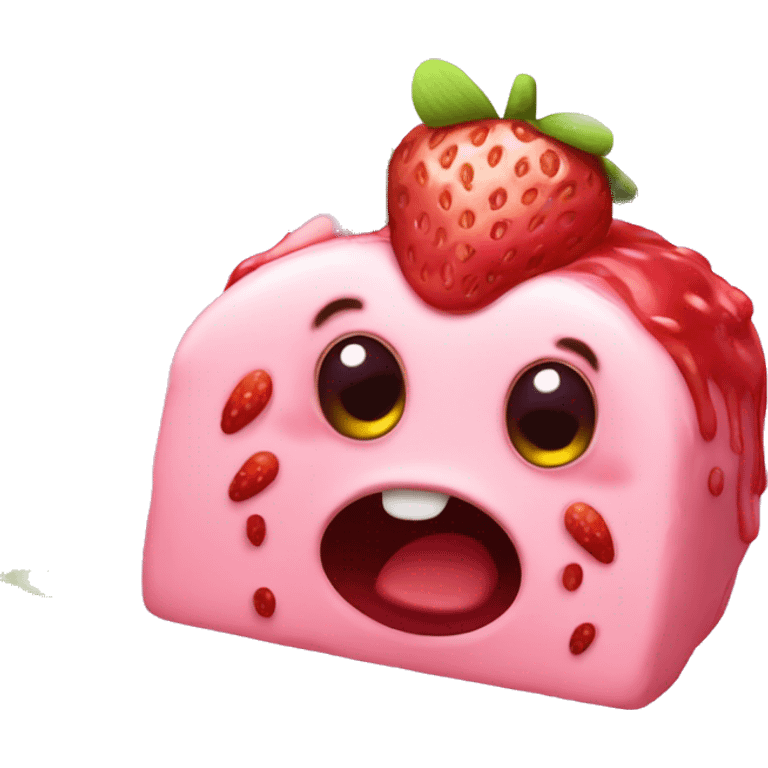 Cute strawberry cake monster emoji