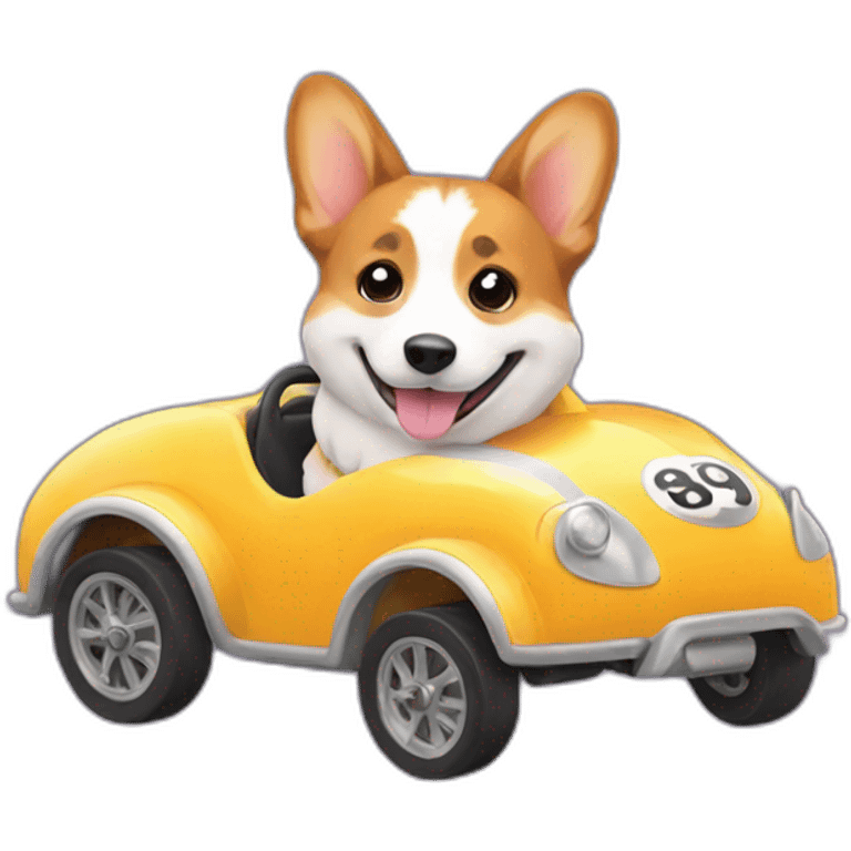 corgi in a racecar emoji