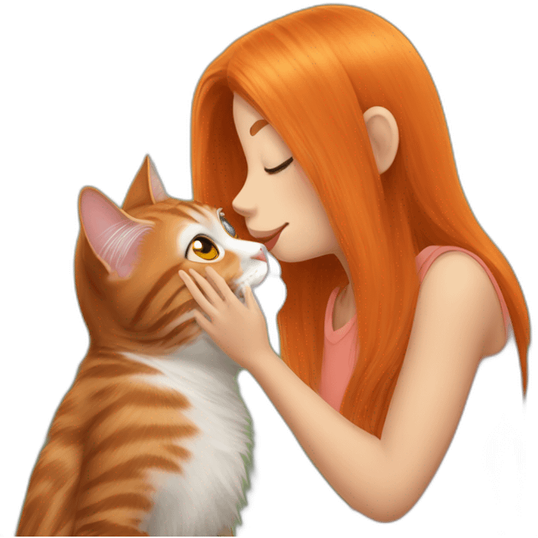 orang cat kisses a girl emoji