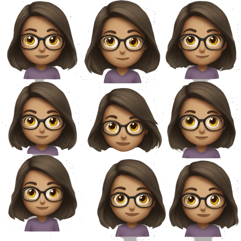 Girl. Brunette. Long hair. Glasses  emoji