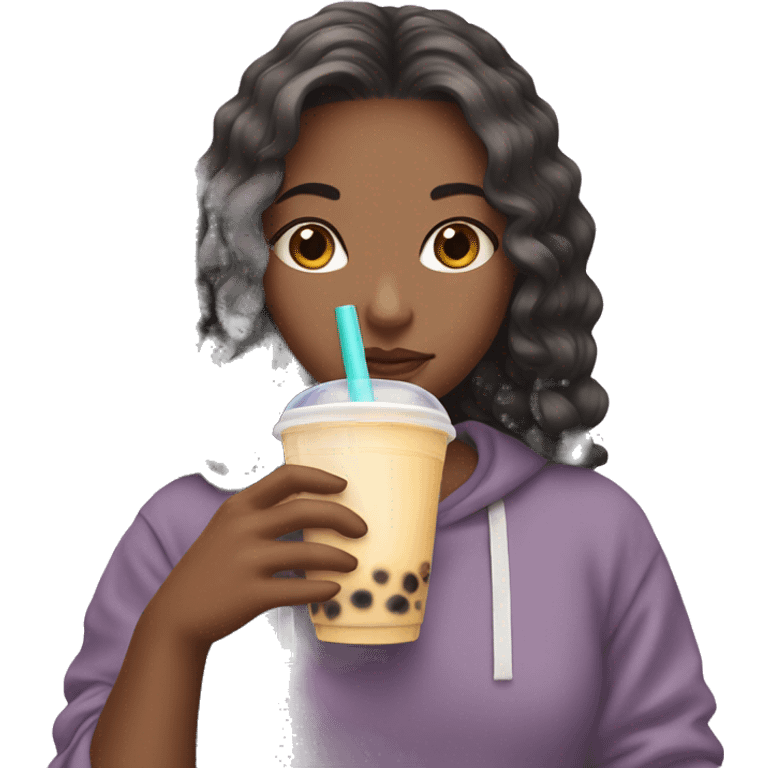 A girl drinking bubble tea  emoji