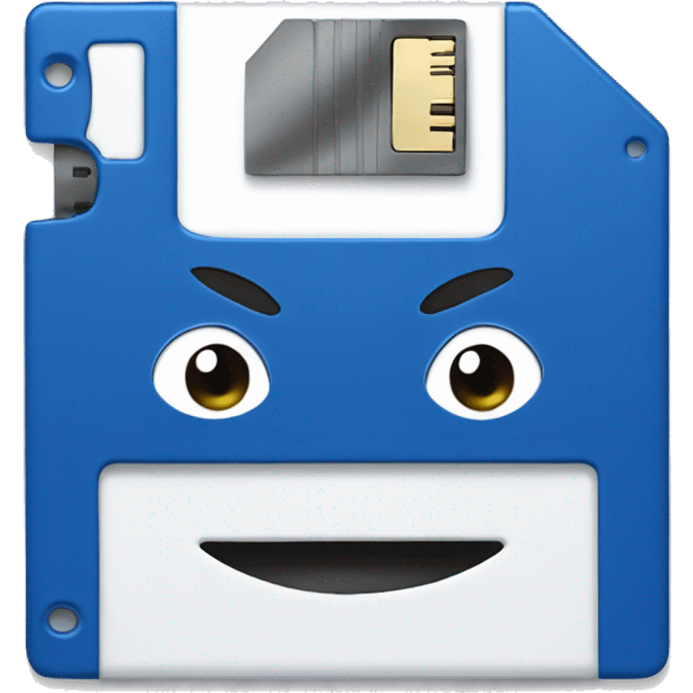 A humanlike blue and white floppy disk emoji