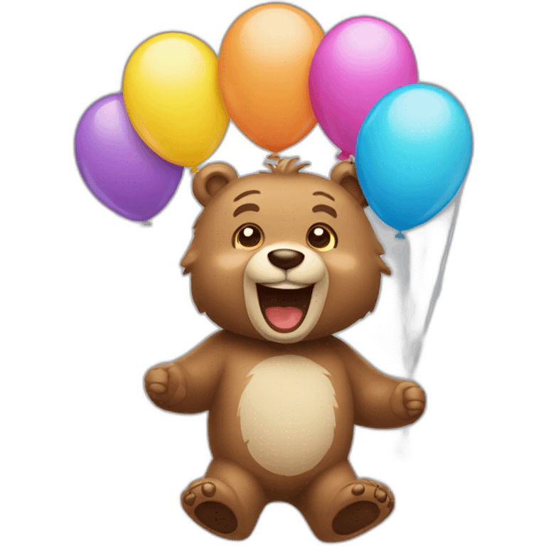 happy bear with balloons  emoji