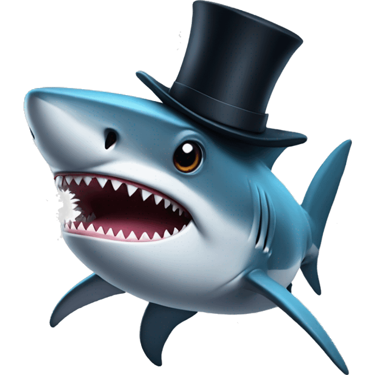 Shark with a top hat emoji