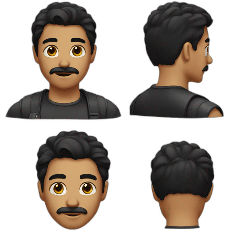 young man black hair mustache emoji