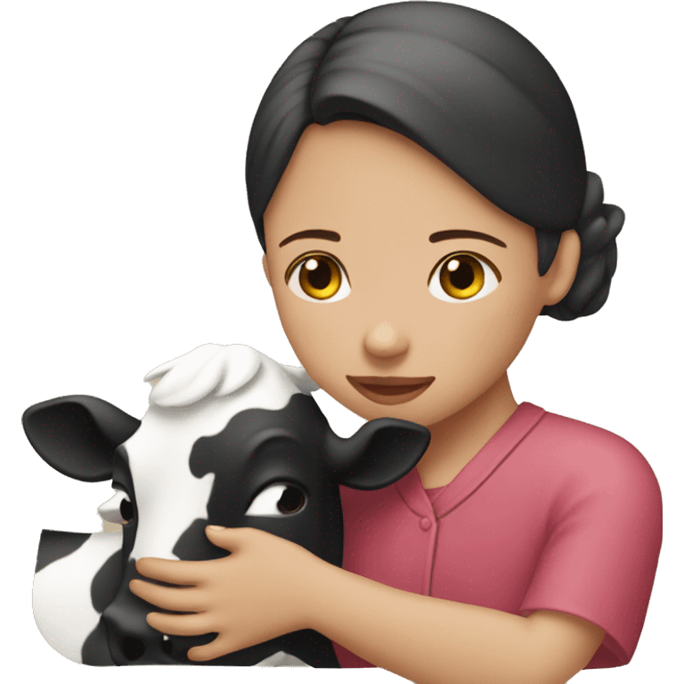 A girl hugging moo Deng  emoji