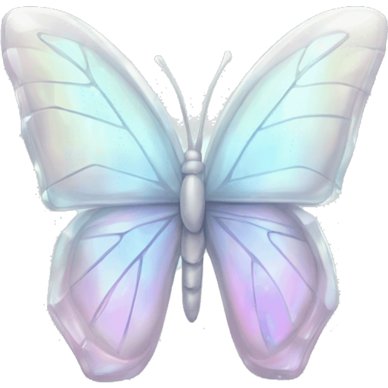 animated Pastel white iridescent glass crystal butterfly emoji