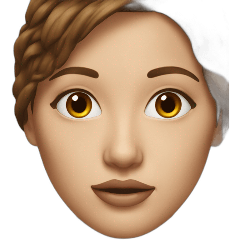 Hyperrealistic woman with brown hair and beautiful face emoji