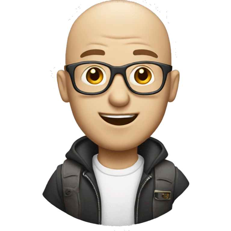 Bald man with a white van and a bag of candy  emoji