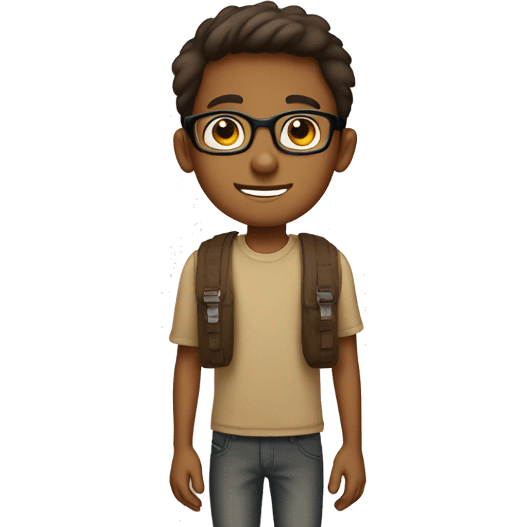 brown eyed boy with spects wearing bag in standing position emoji