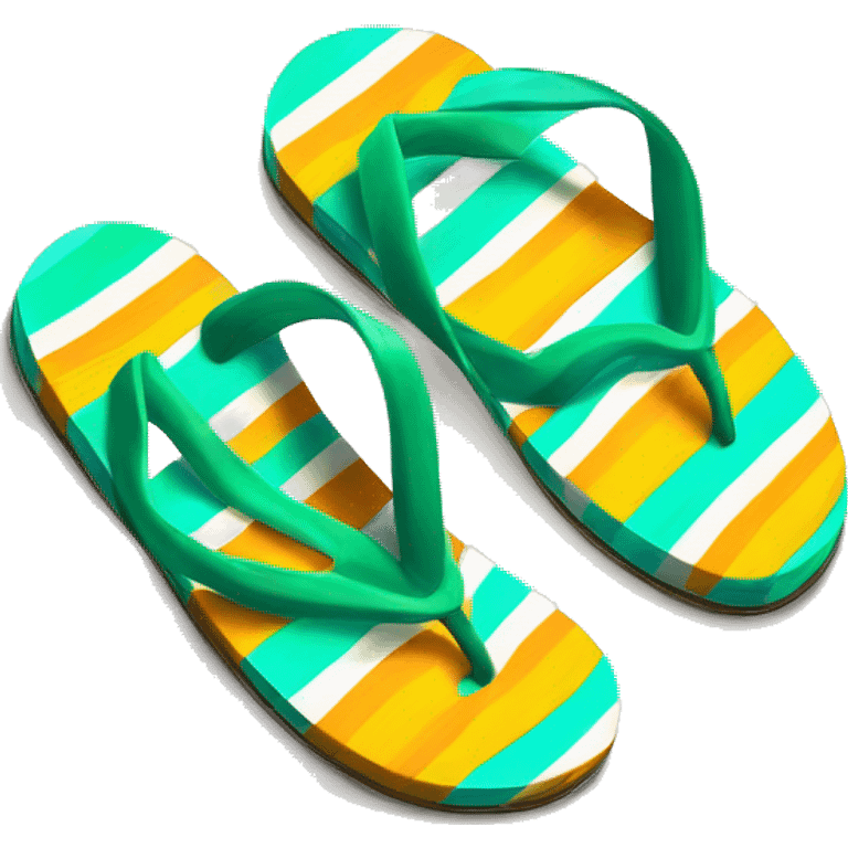 Realistic pair of striped summer flip flops isolated. emoji