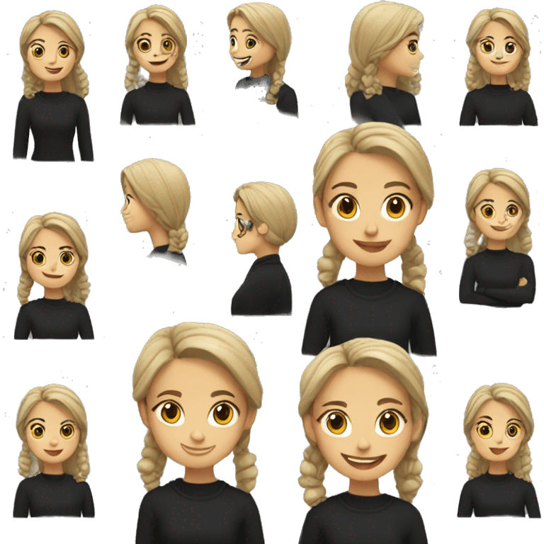 smiling girl in black sweater emoji