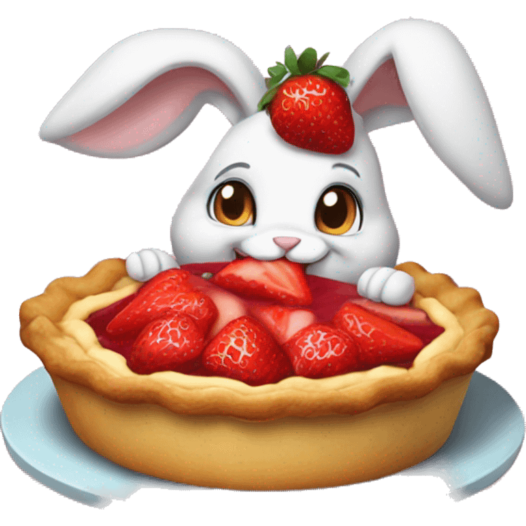 Bunny eating a strawberry pie  emoji