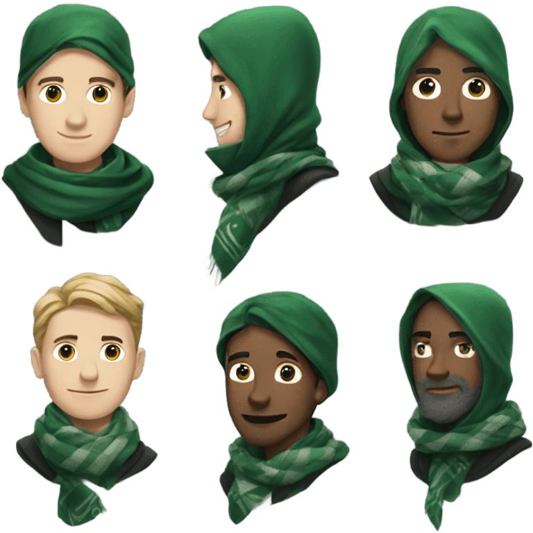 man wearing scarf hogwarts slytherin emoji