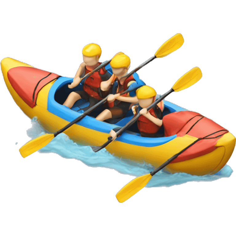 A sprint kayak that has 4 people paddling in it emoji