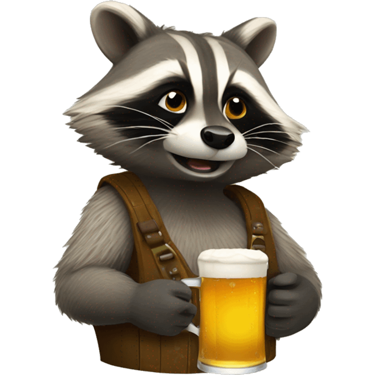 Raccoon drinking beer emoji