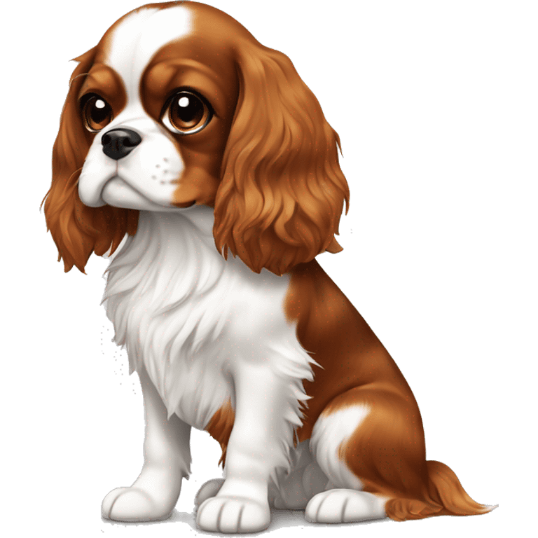 Girl cavalier king charles spaniel dog brown and white emoji