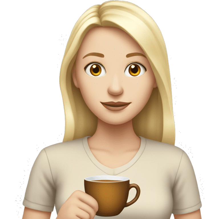 White girl blonde girl holding cup of tea emoji