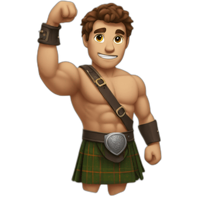 monty starts fires wearing a kilt flexing bicep brown hair emoji