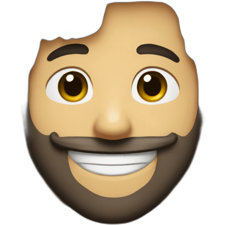 persona blanca sonriendo con barba negra emoji