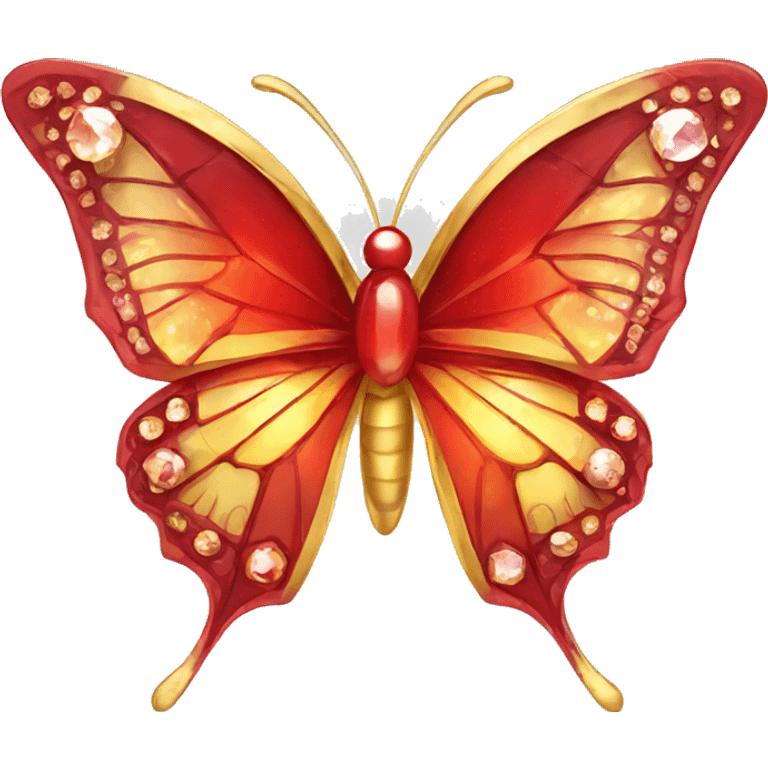 Gold and red crystal butterfly emoji