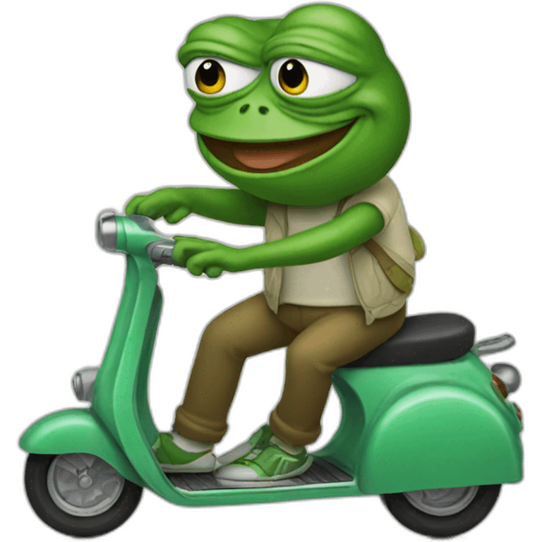 Pepe the frog riding a scooter emoji