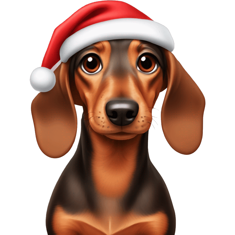 Dachshund wearing a Santa hat emoji