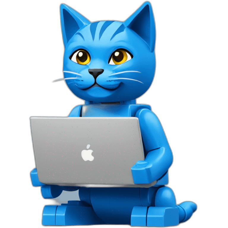 Lego blue cat with laptop emoji