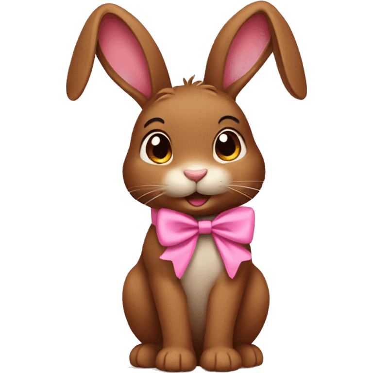 Brown bunny wearing pink bow  emoji