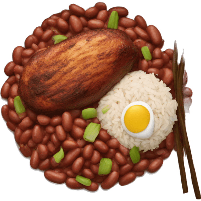 Red Beans and Rice with jerk Chicken emoji