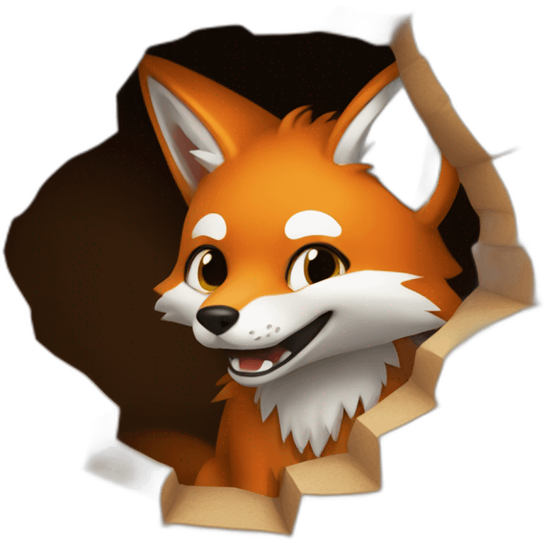 a fox trapped inside a hole emoji