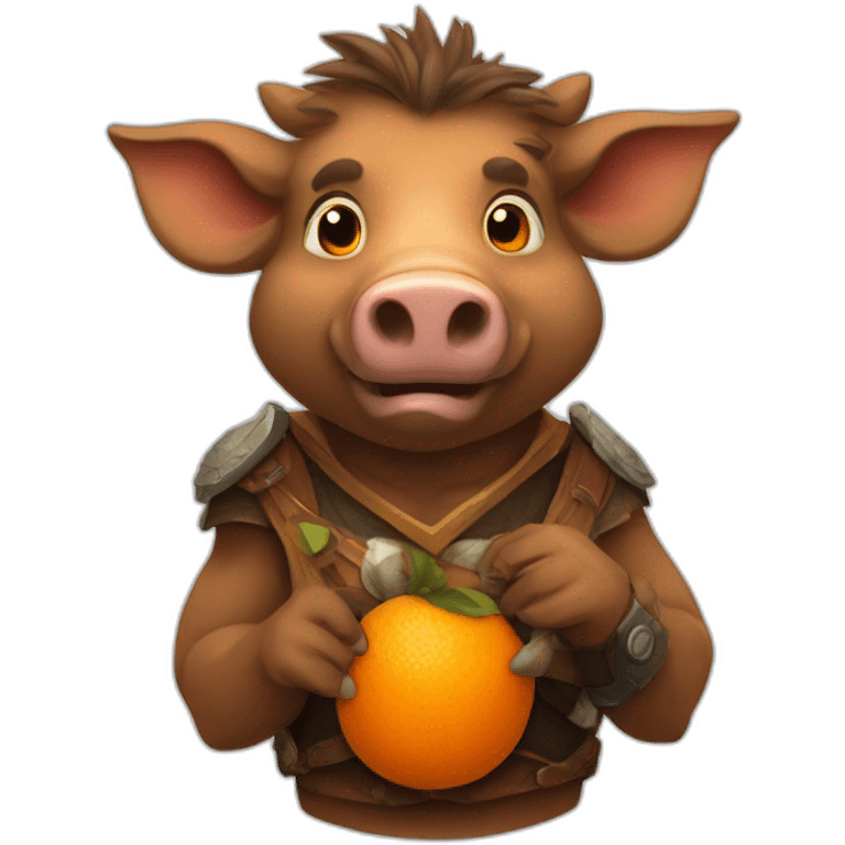 anthropomorphic boar with orange cheecks emoji