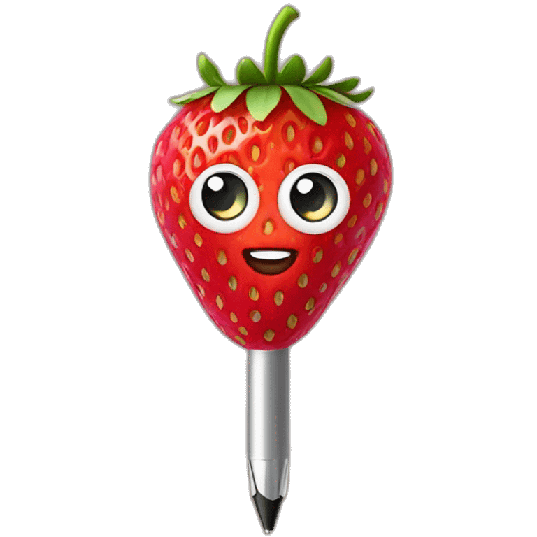 strawberry with a pen emoji