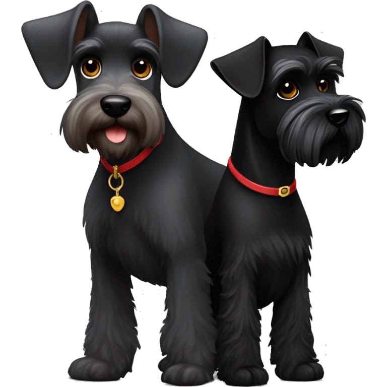 Black miniature schnauzer next to a black Risen schnauzer  emoji