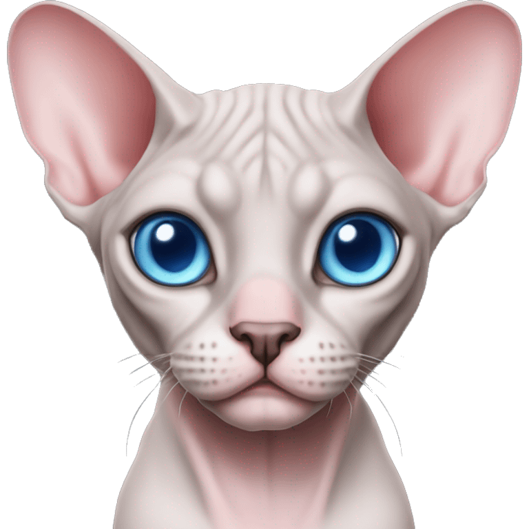 Pink sphynx cat with blue eyes with grey nose emoji