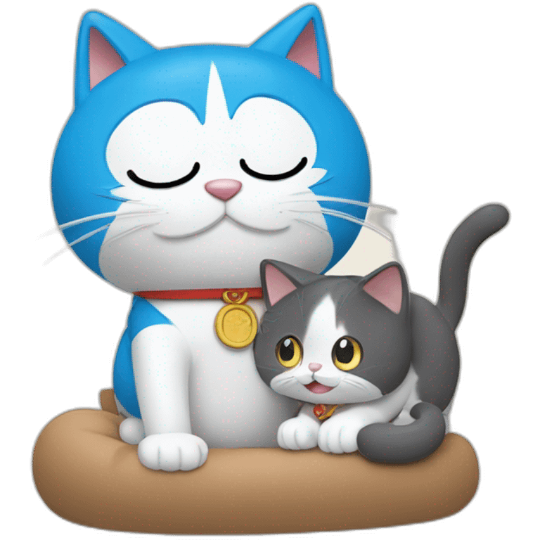 doraemon petting a cat emoji