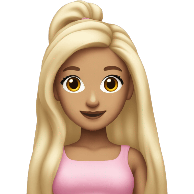 Blonde Ariana grande wearing pink emoji