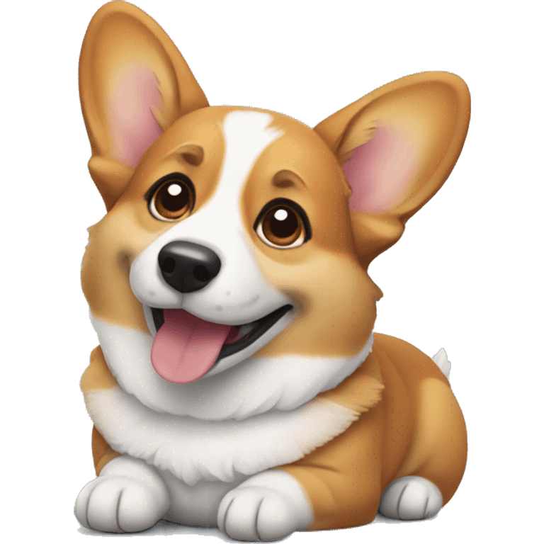 Corgi sitting and smiling emoji