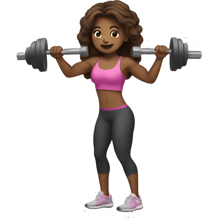 girl working out brown hair lifting weights emoji