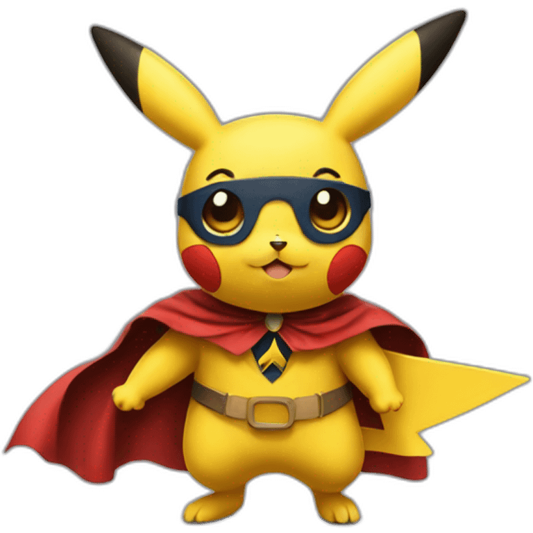 Pikachu with a superhero cape emoji