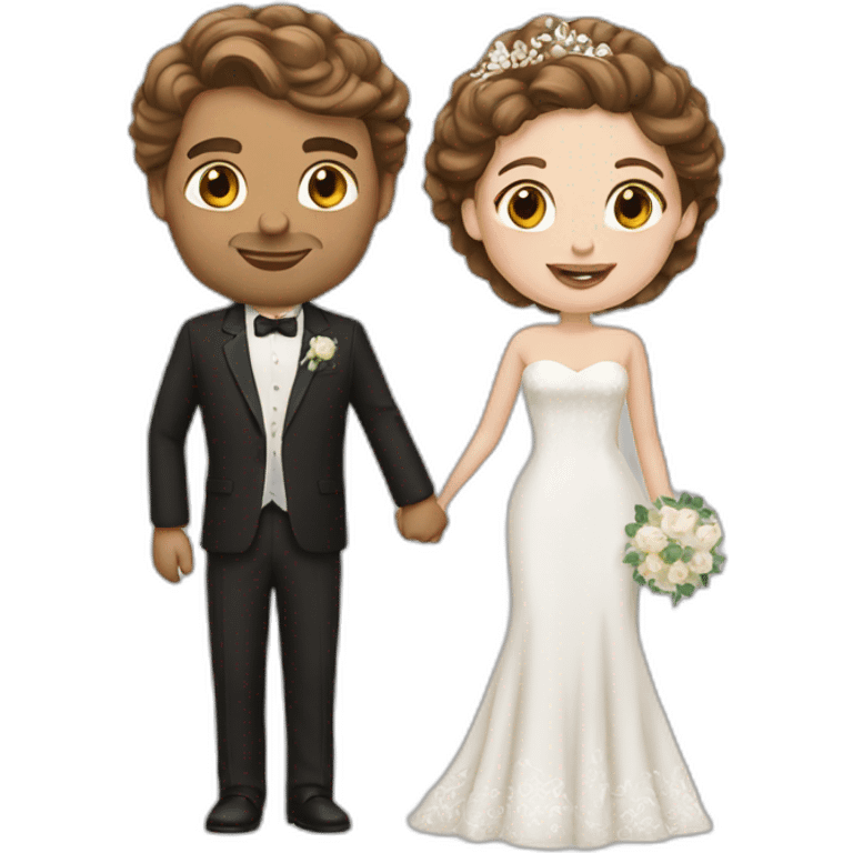 white couple people wedding brown hair emoji