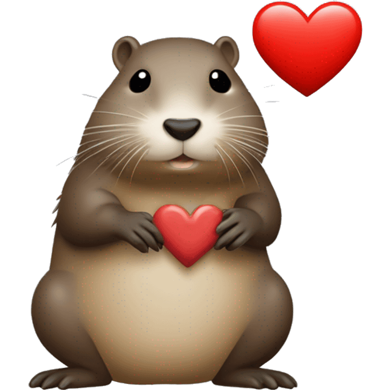 Cute Nutria animal haciendo un corazon patas emoji